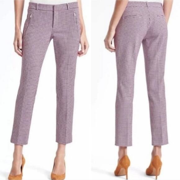 Banana Republic Pink Plaid Sloan Trousers size 0 - Picture 1 of 14